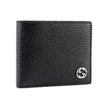GUCCI 金屬縫線雙G Logo牛皮雙色6卡短夾/黑色/綠色, , large