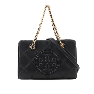 TORY BURCH Fleming 納帕皮革手提/斜背迷你二用托特包/黑色
