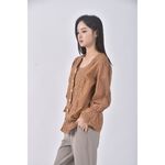 (M) h z studio方領棕色長袖上衣二手衣, , large