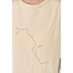 (S) 質感線條杏色短袖上衣二手衣, , large