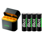 【ineno】3號/AA 恆壓可充式1.5V鋰電池全新特大能量3700mWh4入+(3號4槽)AI隨身收納盒充電器, , large