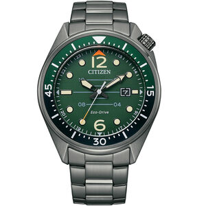 CITIZEN 星辰 光動能潮男時尚大三針手錶-綠 AW1717-81X