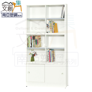 【文創集】巴莉 環保3尺南亞塑鋼玻璃開門書櫃/收納櫃(客約商品)