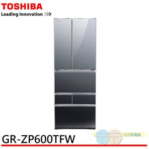 TOSHIBA 601L Frameless Glass 6-Door Inverter Refrigerator GR-ZP600TFW
