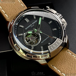 [星晴錶業]GiorgioFedon1919手錶,46mm,GF00121黑色雙面機械鏤空錶面銀錶殼咖啡色真皮皮革錶帶款, , large