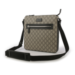 GUCCI GG Supreme 塗層帆布拉鍊口袋郵差包/米色/黑色, , large