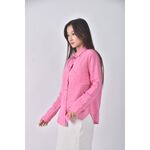 (S) uniqlo質感亞麻純亞麻粉色長袖上衣二手衣, , large