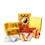 【金發財金紙】兩岸三地版極簡豪華地基主專用金含冥國台美人幣金條元寶組(金紙-1入組), , large