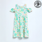 【SOLO Vintage】LCW Tropical Fruit Girls Sleeveless Dress Pure Cotton Green Made in Turkey 12-13y, , large