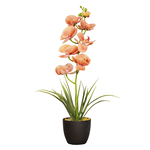 ARTIFICIAL ORCHID PLANT W/BLACK POT, , large