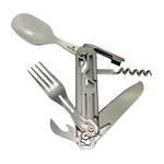 【金永利鋼刀】420不鏽鋼 6合一多功能萬用 折疊瑞士刀  露營用湯匙叉子開瓶器, , large