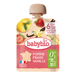 【綠動會】Babybio 生機蘋果草莓纖果泥90g, , large