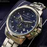 [星晴錶業]MASERATI手錶,42mm,R8873621002寶藍色錶面銀錶殼銀色精鋼錶帶款, , large