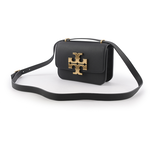 TORY BURCH Eleanor 荔枝皮革大標誌翻蓋小款二用包/黑色, , large