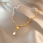【Gulicc】古莉可 項鍊 時尚氣質女王頭像吊墜珍珠項鍊, , large