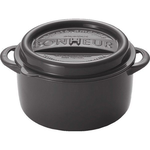 Cast iron pot shape food storage box (round - black and gray), , large