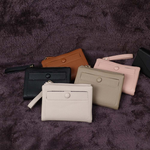 AUNO  經典圓釦短夾-卡其灰 多卡位收納皮夾 女用錢包 典雅百搭, , large