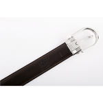 Montblanc 萬寶龍 馬蹄型亮面鍍鈀針式搭扣雙面可用皮帶/黑色/棕色, , large