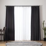Ready-Made Curtains – Set of 2 Panels – "Phoenix Feather Flight" Design – Width 100cm, Height 165/210/240cm – Made in Taiwan – Pressed Flower Pattern – Dark Gray – Machine Washable ※免運※, , large