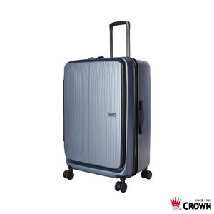 【CROWN 皇冠】C-F1910 29吋前開霧面拉鍊拉桿箱-灰藍色