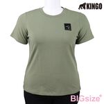 KINGO-大尺碼-女款 圓領T恤-軍綠-414124, , large