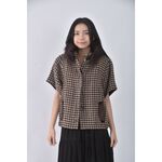 (S) weishan chang質感羊毛格紋五分袖棕色外套二手衣, , large