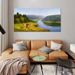 【御畫房】湖畔小鹿 國家一級畫師手繪油畫60×120cm(VF-120), , large