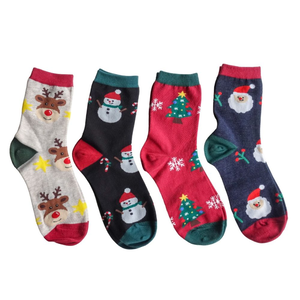 [Kaimei Cotton] MIT Taiwan-made cute pure cotton Christmas socks, Christmas socks, Christmas gifts - Christmas contrasting colors, five pairs set, random and excellent