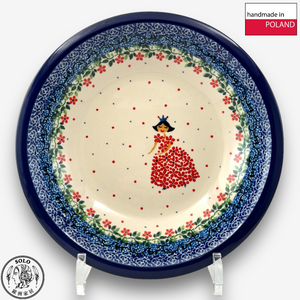 【SOLO Vintage】CA Polish Pottery 21.5cm Deep Plate Soup Plate Red Princess Series