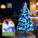 心可樂活-4尺120cm小美好套裝聖誕樹+藍銀系木質彩繪系飾品組+50燈LED燈串藍白光_USB電池盒兩用, , large