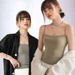 【A&R】絲滑冰絲一字領顯瘦罩杯細肩帶防滑背心小可愛 版型偏小款 - 氣質白,3XL, , large