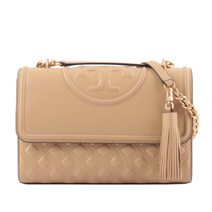 Tory Burch Fleming 縫線翻蓋流蘇二用包/沙色