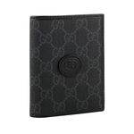 GUCCI Interlocking G Logo 附鈔票層對開名片夾/卡片夾/黑灰色, , large