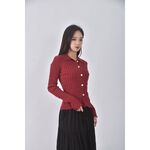(S) niceioi質感V領紅色長袖上衣二手衣, , large