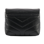 YSL Monogram Lou Lou 銀釦V紋小牛皮斜背包/MINI/黑色, , large