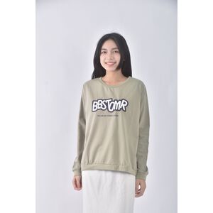 (L) kuen dian質感綠色長袖上衣二手衣