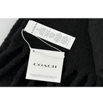 COACH 橡膠Logo 素面羊駝毛圍巾/黑色, , large