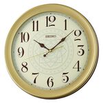 SEIKO 精工 復古花紋 滑動式秒針靜音掛鐘 時鐘-金框 QXA835F, , large