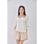 (S) barbie質感圓領白色長袖上衣二手衣, , large