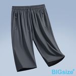 大尺碼-素面 冰絲排汗七分褲-黑/深藍/灰-0205566, , large