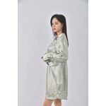 (S) 【德馨私服】質感緞面綠色洋裝二手衣, , large