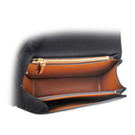 TORY BURCH Eleanor 荔枝皮革大標誌翻蓋小款二用包/黑色, , large