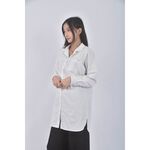 (XL) 長版排扣白色襯衫上衣二手衣, , large