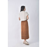 (M) siluette質感印花棕色長裙二手衣, , large