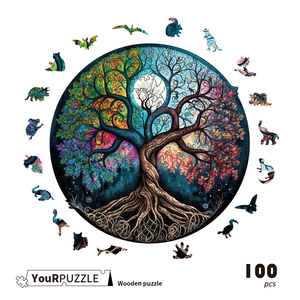 [積木共和國] 【YouRPUZZLE】星夜樹語(檢驗合格 不規則木製拼圖 AI繪製)