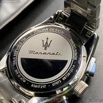 [星晴錶業]MASERATI手錶,46mm,R8873612014寶藍色錶面黑錶殼銀色精鋼錶帶款, , large