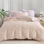 【Betrise】Camellia cheese | Environmentally friendly printing and dyeing anti-mite antibacterial 100% combed cotton dual-purpose quilt bed sheet set - double, , large