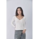 (S) 【安于晴Charlene私服】air space質感修身短版棉質白色長袖上衣二手衣, , large