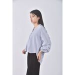 (L) continuer de nice claup質感條紋藍色長袖上衣二手衣, , large