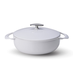 Unilloy Ultra-Light Enameled Cast Iron 24cm Shallow Pot - Simple White, , large
